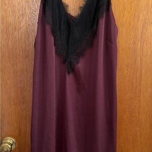 Universal Standard Wine Dress with Black Lace
